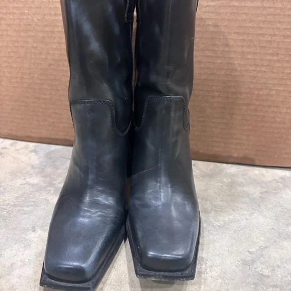 🖤 Matisse Black Leather Block Heel Western-Style Ankle Boots – Size 7 - Picture 3 of 6